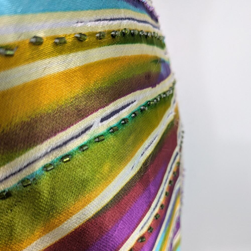 Vintage Cache Prom Dress Maxi Gown 4 Multi Silk Y2K Glam Guest Evening Formal - Picture 13 of 16